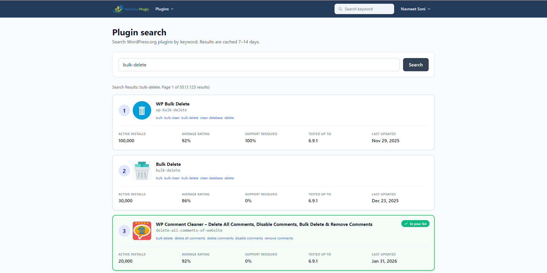 RankYourPlugin - WordPress plugin rankings